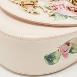 Dolce & Gabbana Light Pink Floral Print Leather Embellished Wifi Bag