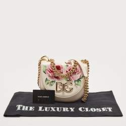 Dolce & Gabbana Light Pink Floral Print Leather Embellished Wifi Bag