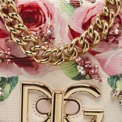 Dolce & Gabbana Light Pink Floral Print Leather Embellished Wifi Bag