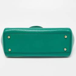 Pre Owned Dolce & Gabbana Green Leather Medium Miss Sicily Top Handle Bag