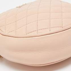 Pre Owned Dolce & Gabbana Peach Quilted Leather Miss Glam Round Shoulder Bag