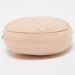 Pre Owned Dolce & Gabbana Peach Quilted Leather Miss Glam Round Shoulder Bag