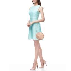 Pre Owned Dolce & Gabbana Peach Quilted Leather Miss Glam Round Shoulder Bag