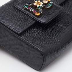 Pre Owned Dolce & Gabbana Black Lizard Embossed Leather DG Millennials Shoulder Bag