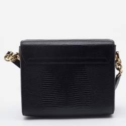 Pre Owned Dolce & Gabbana Black Lizard Embossed Leather DG Millennials Shoulder Bag