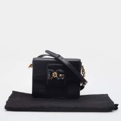 Pre Owned Dolce & Gabbana Black Lizard Embossed Leather DG Millennials Shoulder Bag