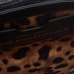 Pre Owned Dolce & Gabbana Black Lizard Embossed Leather DG Millennials Shoulder Bag