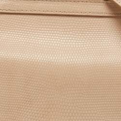 Pre Owned Dolce & Gabbana Beige Lizard Embossed Leather Medium Miss Sicily Top Handle Bag