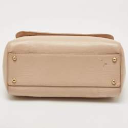 Pre Owned Dolce & Gabbana Beige Lizard Embossed Leather Medium Miss Sicily Top Handle Bag