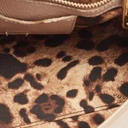 Pre Owned Dolce & Gabbana Beige Lizard Embossed Leather Medium Miss Sicily Top Handle Bag