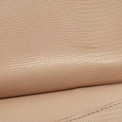 Pre Owned Dolce & Gabbana Beige Lizard Embossed Leather Medium Miss Sicily Top Handle Bag