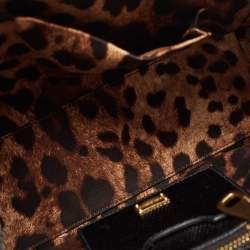 Pre Owned Dolce & Gabbana Black Lizard Embossed Leather Medium Miss Monica Top Handle Bag