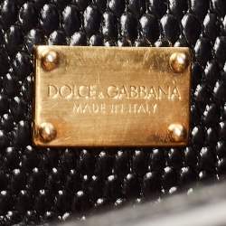 Pre Owned Dolce & Gabbana Black Lizard Embossed Leather Medium Miss Monica Top Handle Bag