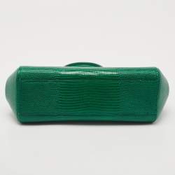 Pre Owned Dolce and Gabbana Green Lizard Embossed Leather Small Miss Sicily Top Handle Bag