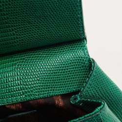 Pre Owned Dolce and Gabbana Green Lizard Embossed Leather Small Miss Sicily Top Handle Bag
