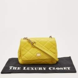 Pre Owned Dolce & Gabbana Yellow Quilted Leather Miss Kate Shoulder Bag