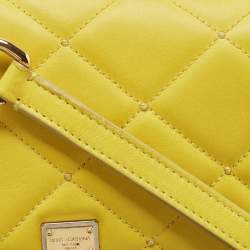 Pre Owned Dolce & Gabbana Yellow Quilted Leather Miss Kate Shoulder Bag