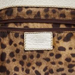 Pre Owned Dolce & Gabbana White Leather Zip Tote