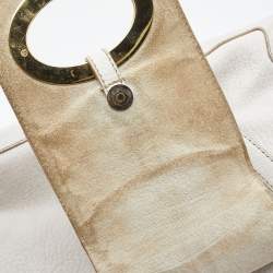 Pre Owned Dolce & Gabbana White Leather Zip Tote