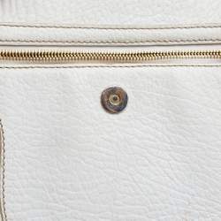 Pre Owned Dolce & Gabbana White Leather Zip Tote