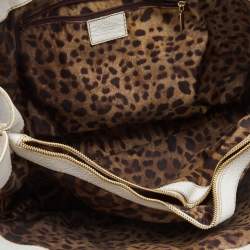 Pre Owned Dolce & Gabbana White Leather Zip Tote