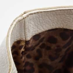 Pre Owned Dolce & Gabbana White Leather Zip Tote