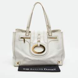 Pre Owned Dolce & Gabbana White Leather Zip Tote