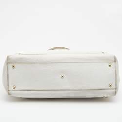 Pre Owned Dolce & Gabbana White Leather Zip Tote