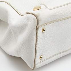Pre Owned Dolce & Gabbana White Leather Zip Tote
