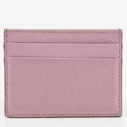 Pre Owned Dolce & Gabbana Pink Leather Crystal DG Card Holder