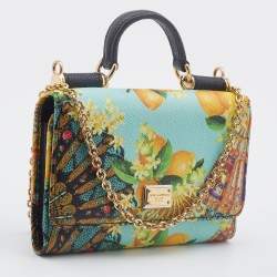 Pre Owned Dolce & Gabbana Multicolor Print Leather Miss Sicily Von Smartphone Bag