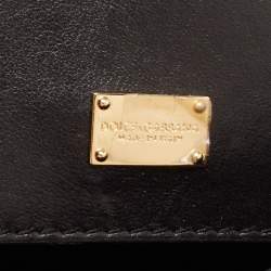 Pre Owned Dolce & Gabbana Black/Brown Leopard Print Coated Canvas Small Sicily Top Handle Bag