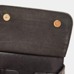 Pre Owned Dolce & Gabbana Black/Brown Leopard Print Coated Canvas Small Sicily Top Handle Bag