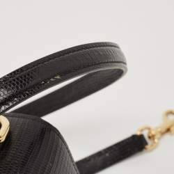 Pre Owned Dolce & Gabbana Black Lizard Embossed Leather Lucia Top Handle Bag