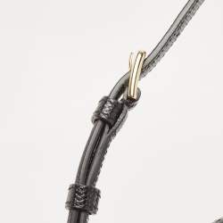 Pre Owned Dolce & Gabbana Black Lizard Embossed Leather Lucia Top Handle Bag