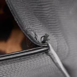 Pre Owned Dolce & Gabbana Black Lizard Embossed Leather Medium Miss Monica Top Handle Bag