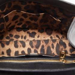 Pre Owned Dolce & Gabbana Black Lizard Embossed Leather Medium Miss Monica Top Handle Bag