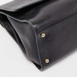 Pre Owned Dolce & Gabbana Black Lizard Embossed Leather Medium Miss Monica Top Handle Bag