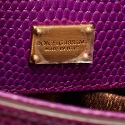 Pre Owned Dolce & Gabbana Fuchsia Lizard Embossed Leather Medium Miss Monica Top Handle Bag