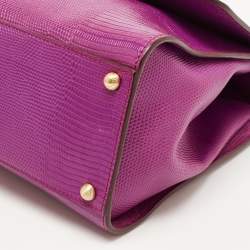 Pre Owned Dolce & Gabbana Fuchsia Lizard Embossed Leather Medium Miss Monica Top Handle Bag