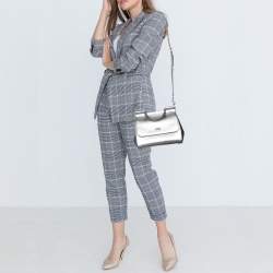 Pre Owned Dolce & Gabbana Silver Leather Medium Miss Sicily Top Handle Bag