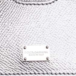 Pre Owned Dolce & Gabbana Silver Leather Medium Miss Sicily Top Handle Bag