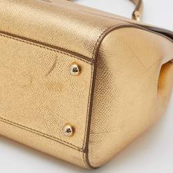 Pre Owned Dolce & Gabbana Gold Leather Medium Miss Sicily Top Handle Bag