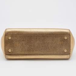 Pre Owned Dolce & Gabbana Gold Leather Medium Miss Sicily Top Handle Bag