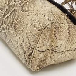 Pre Owned Dolce & Gabbana Cream Python Large Miss Sicily Top Handle Bag
