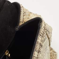 Pre Owned Dolce & Gabbana Cream Python Large Miss Sicily Top Handle Bag