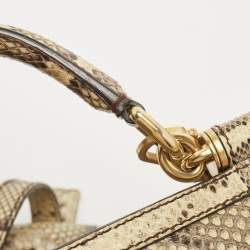Pre Owned Dolce & Gabbana Cream Python Large Miss Sicily Top Handle Bag