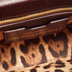 Pre Owned Dolce & Gabbana Dark Burgundy Lizard Embossed Leather DG Millennials Shoulder Bag
