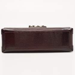 Pre Owned Dolce & Gabbana Dark Burgundy Lizard Embossed Leather DG Millennials Shoulder Bag