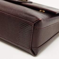 Pre Owned Dolce & Gabbana Dark Burgundy Lizard Embossed Leather DG Millennials Shoulder Bag